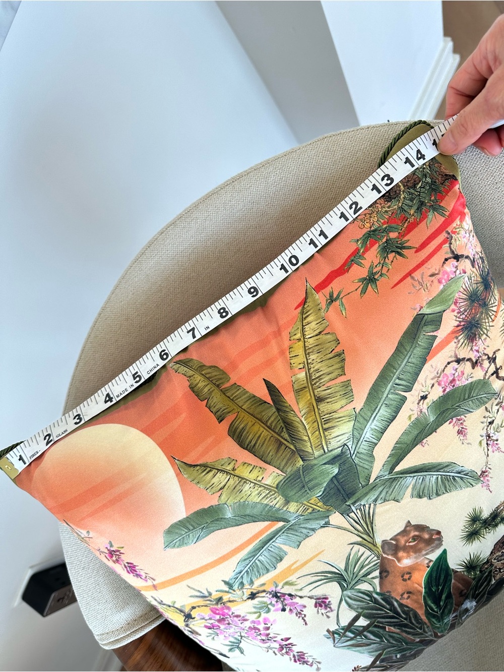 Annabel’s London Exclusive Silk Pillow | Botanical Jungle Leopard Cushion - Picture 4 of 5